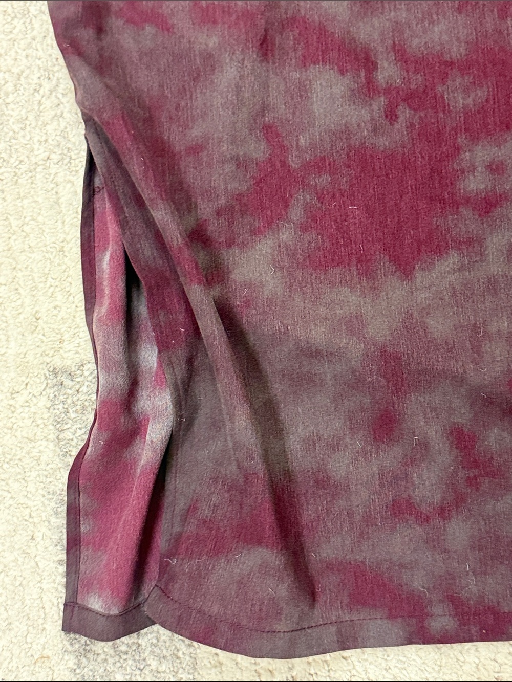 DownEast Tie-Dye Midi Skirt in Burgundy and Gray with Side Slits - Picture 5 of 5